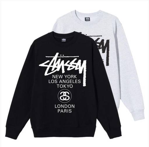 STUSSY 스투시 월드투어 티셔츠 남성 맨투맨 3color