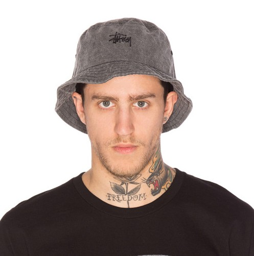 STUSSY 스몰 로고 버킷햇 stock bucket hat 워싱그레이 모자