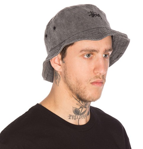 STUSSY 스몰 로고 버킷햇 stock bucket hat 워싱그레이 모자