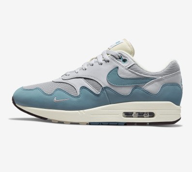 NIKE 나이키 멘즈 노이즈 파타 에어 맥스 1 아쿠아 Patta Air Max 1 Noise Aqua 블루 남성화 DH1348-004