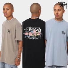 STUSSY 스투시 피그먼트 로즈 프린트 남성 베이직 반팔 티셔츠 3color