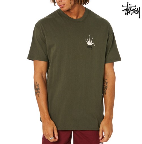 STUSSY 스투시 벤트 크라운 SS 남성 반팔 베이직 티셔츠 ST016000 2color