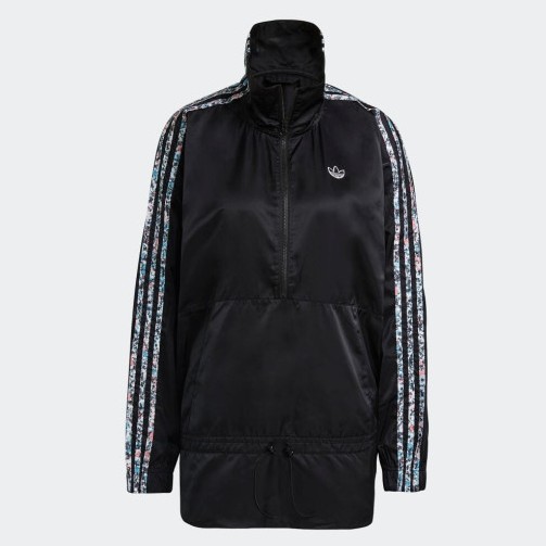 adidas 아디다스 여성 바람막이 아노락 하프집업 윈드브레이커 자켓 블랙 GN3105