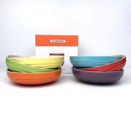 르쿠르제 lecreuset 접시 세트 레인보우 원형 대접 접시 20cm 6p 큰접시