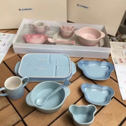 르쿠르제 LeCreuset 어린이 식기 마카롱컬러 베이비 아동 유아 식기 7종 2color