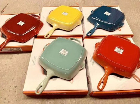 르쿠르제 LeCreuset 후라이팬 사각 스킬렛 후라이팬 스테이크 그릴 무쇠 주물 프라이팬 그릴팬 26cm 5color