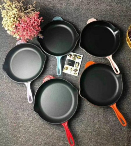 르쿠르제 LeCreuset 원형 후라이팬 스킬렛 후라이팬 무쇠 주물 프라이팬 스테이크 팬 그릴팬 26cm 5color