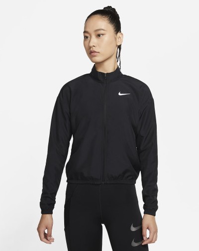 NIKE 나이키 여성 바람막이 자켓 드라이핏 스우시 런 우븐 집업 자켓 블랙 DD4926-010