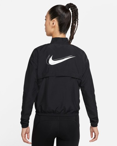 NIKE 나이키 여성 바람막이 자켓 드라이핏 스우시 런 우븐 집업 자켓 블랙 DD4926-010