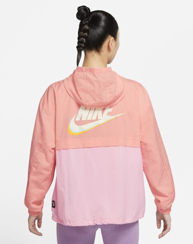 NIKE 나이키 여성 바람막이 스포츠웨어 아이콘 클래쉬 후드집업 자켓 핑크 DJ5375-641