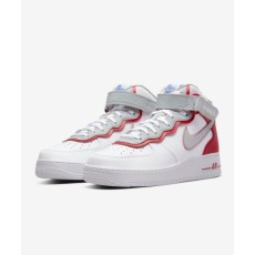 NIKE 나이키 남성 하이탑 운동화 에어포스 1 미드 07 LV8 Air Force 1 Mid 07 LV8 스트레치 남자 농구화 운동화 화이트 짐레드 DH7451-100