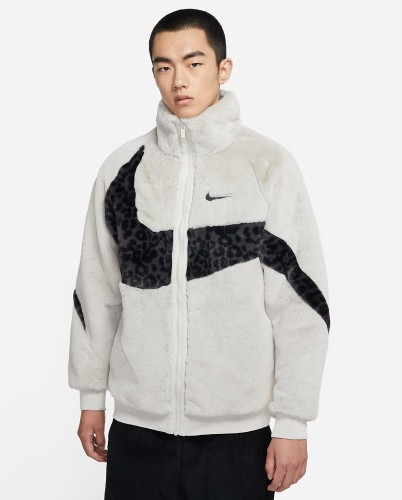 NIKE 나이키 남성 후리스 자켓 빅스우시 집업 뽀글이 플리스 점퍼 자켓 레오파드 호피 그레이 DH6685-072