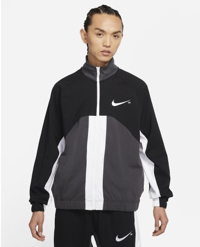 NIKE 나이키 남성 바람막이 트레이닝 자켓 아노락후드 스우시 풀집업 니트 점퍼 블랙 DD5982-010