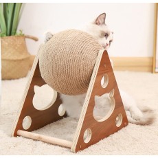 고양이 회전식 스크래쳐 반려묘 장난감 원목 원형 수직 가리가리 애완동물 장난감