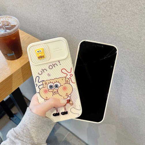 카메라보호 슬라이드 스펀지밥 뚱이 아이폰 케이스 캐릭터 스마트폰케이스 iPhone 귀여운케이스